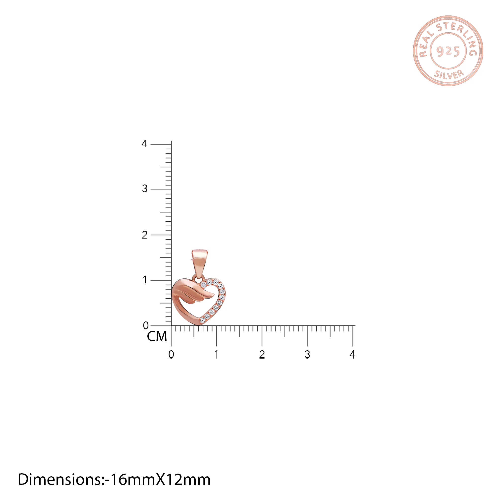 Rose Gold Winged Heart Pendant with Link Chain - Image 4