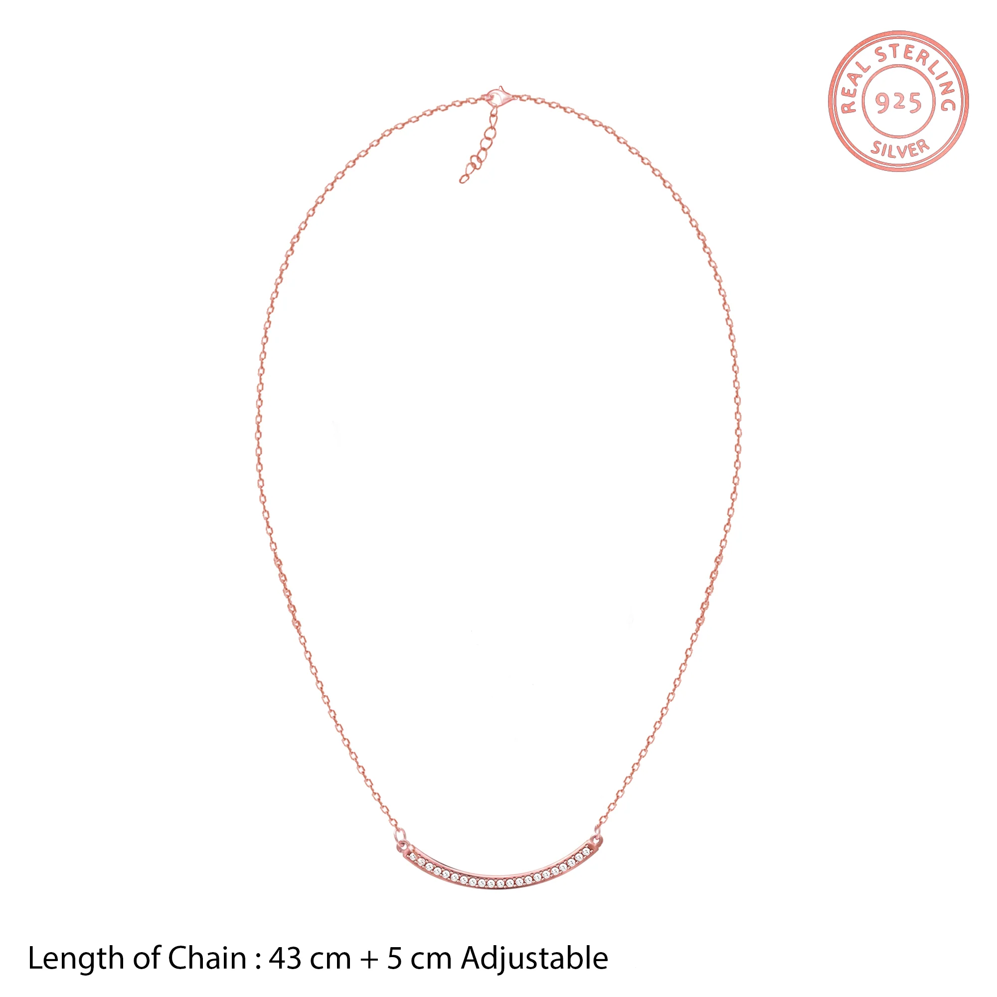 Rose Gold Zircon Arc Necklace - Image 4