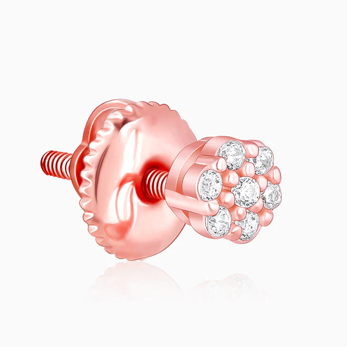 Rose Gold Zircon Floral Shine Earrings - Image 4