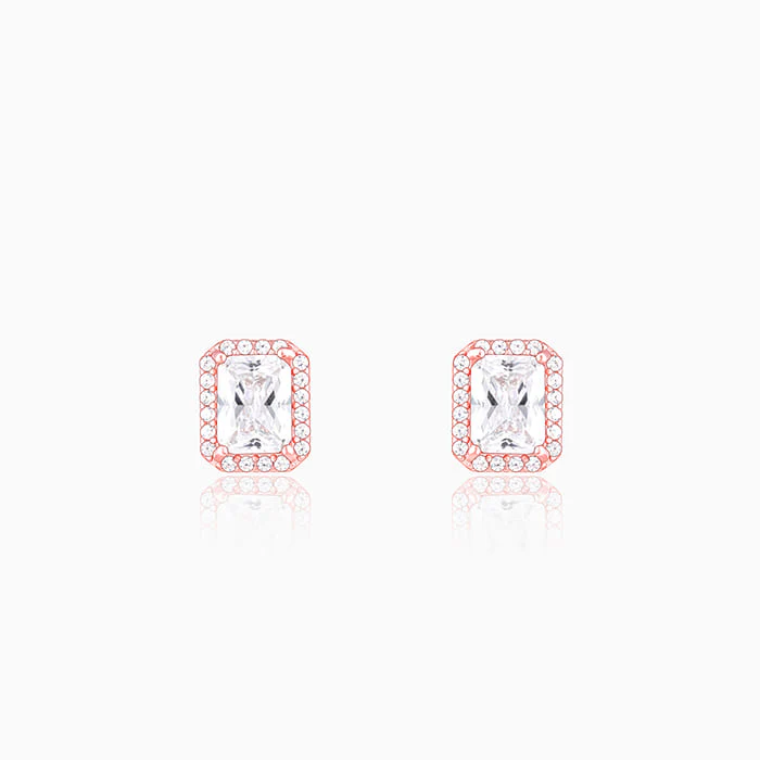 Rose Gold Zircon Heartfelt Shine Earrings