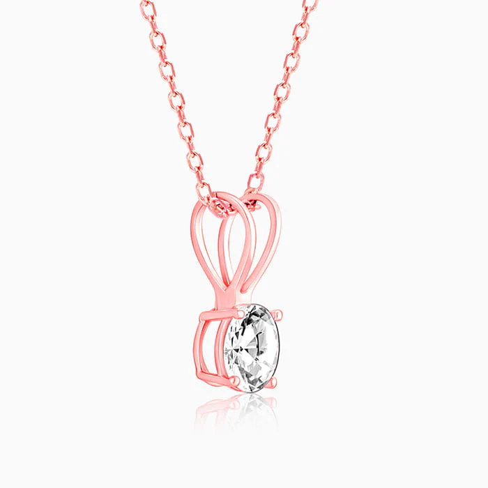 Rose Gold Zircon Pendant with Link Chain - Image 4