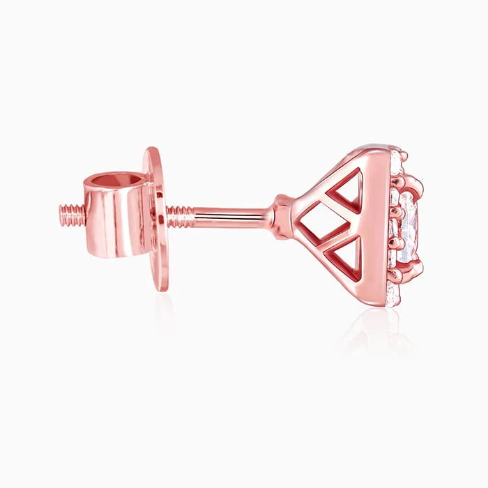 Rose Gold Zircon Square Halo Earrings - Image 5