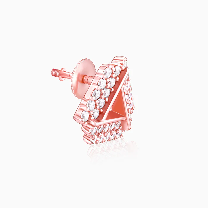 Rose Gold Zircon Triangle Stud Earrings - Image 4