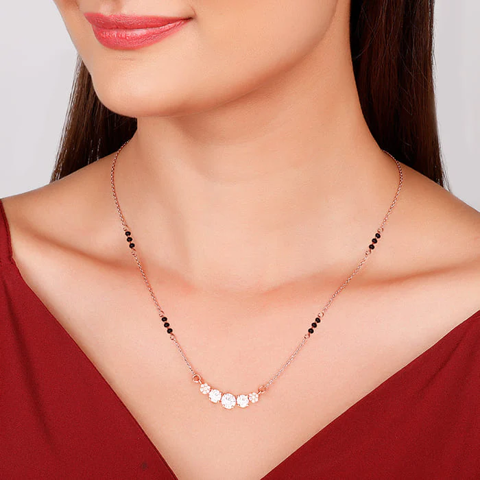 Rose Gold Zirconia Elegance Mangalsutra Set - Image 5