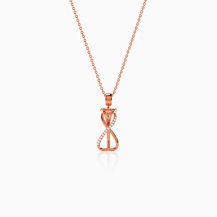 Rose Gold Zirconia Infinity Pendant With Link Chain