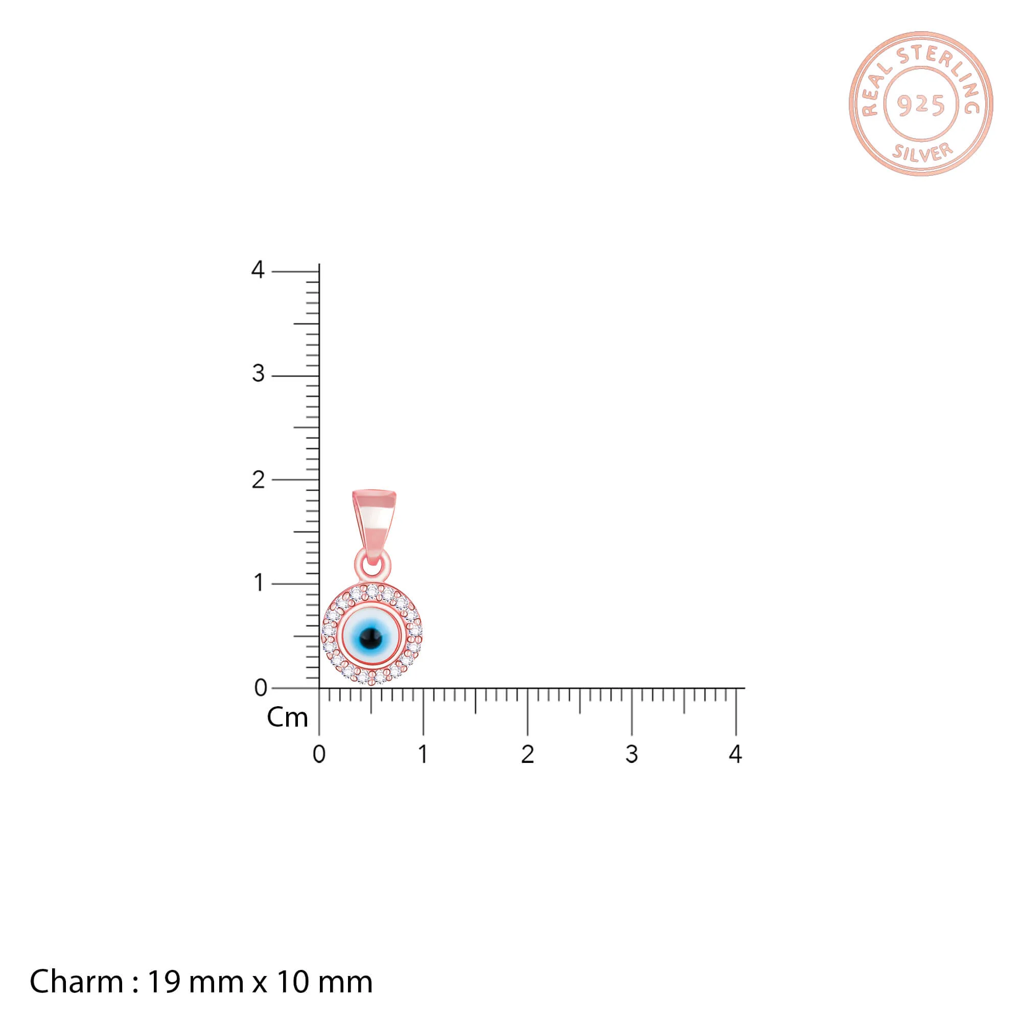 Rose Gold Studded Evil Eye Pendant - Image 4