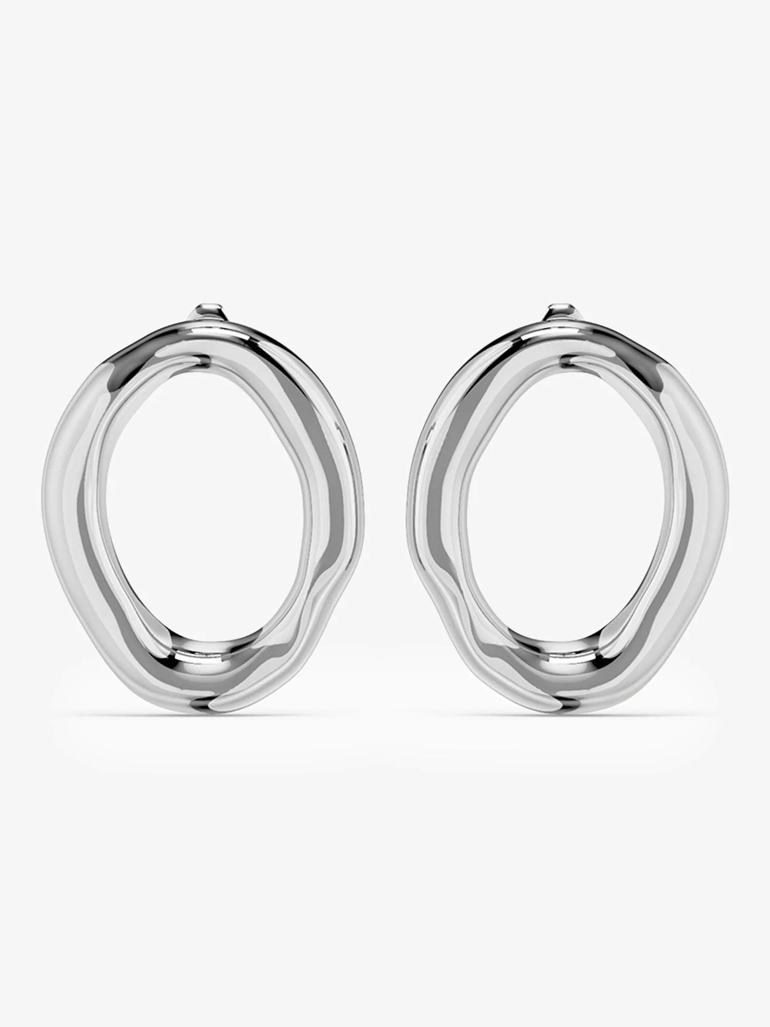 Rounded Edge Stainless Steel Hoop Earrings - Image 4