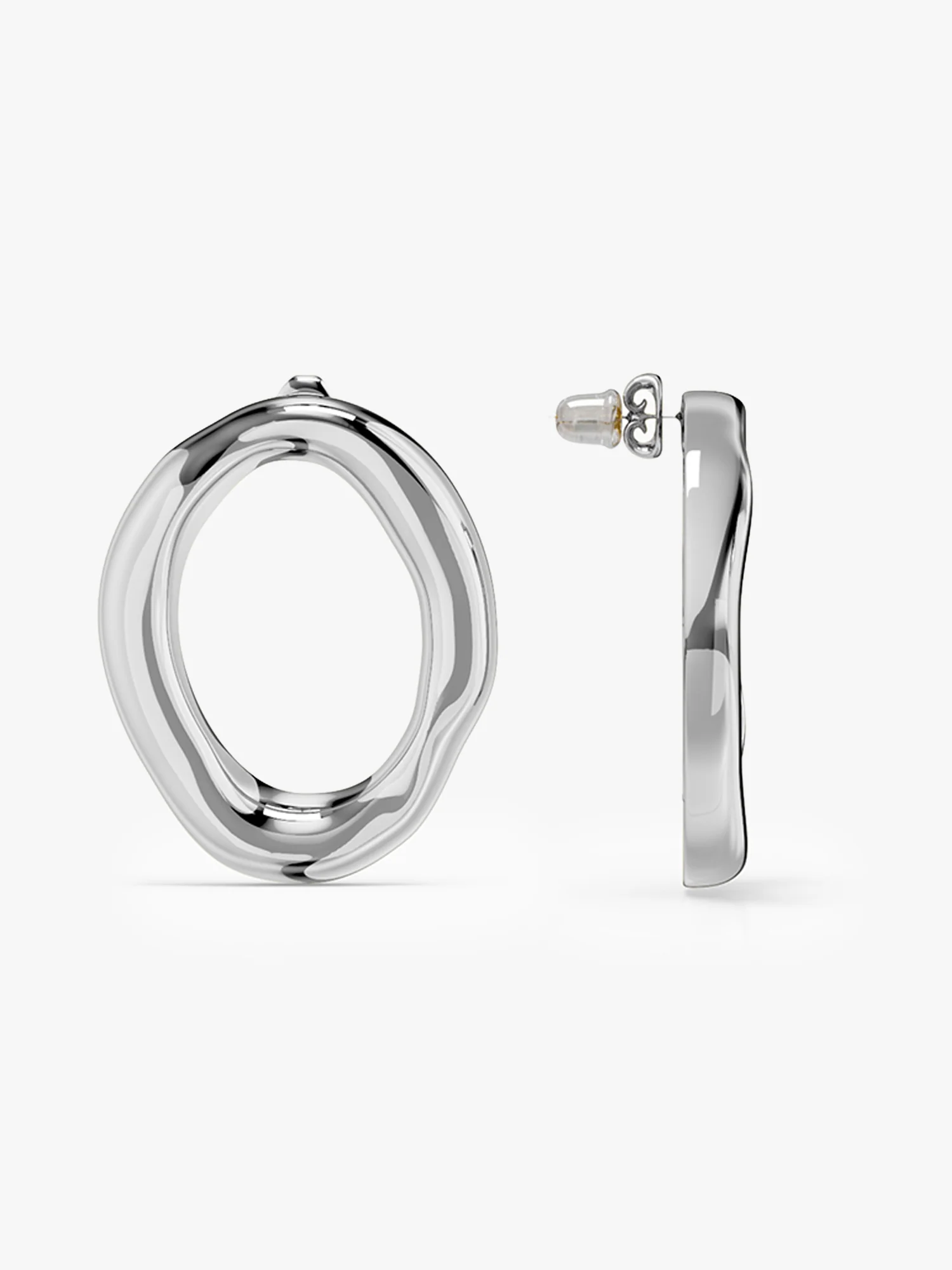 Rounded Edge Stainless Steel Hoop Earrings - Image 5