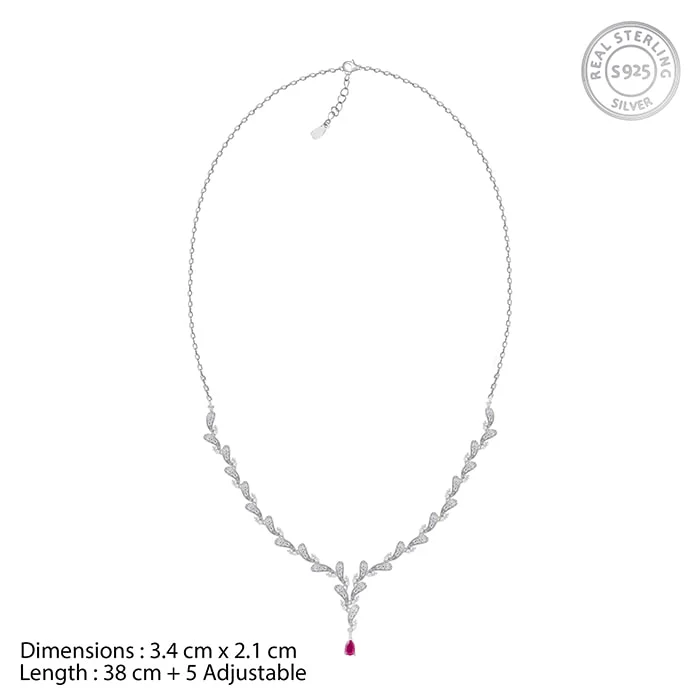 Silver Ruby Detail Necklace - Image 4