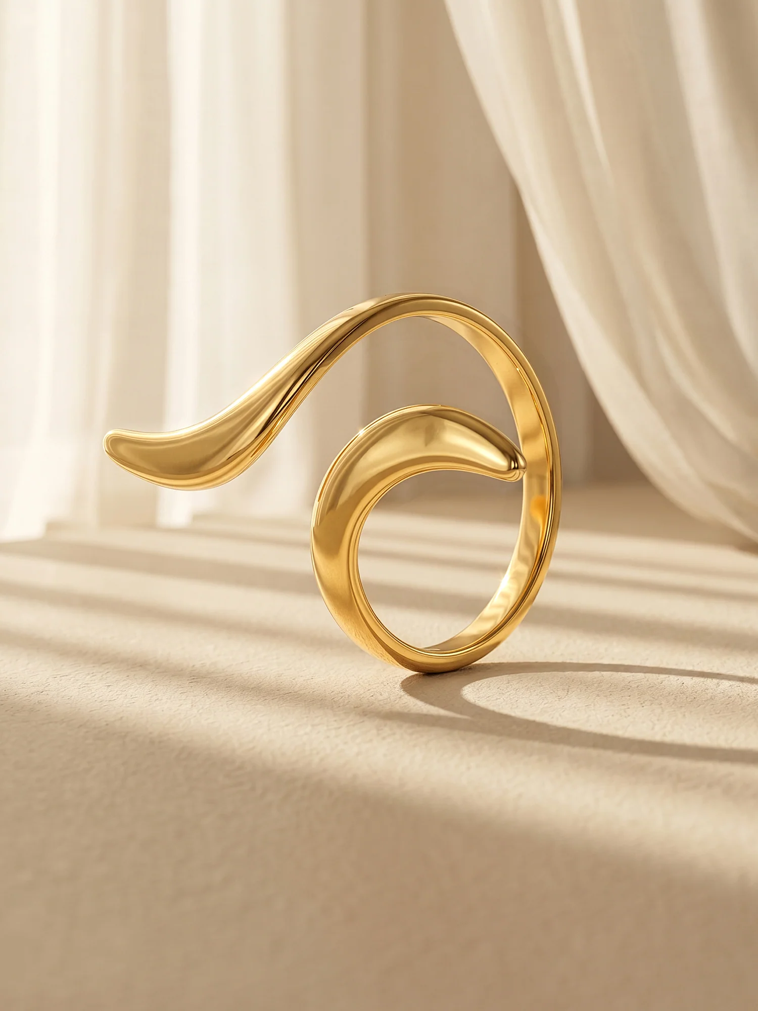 Sharp Curve Energy Gold Plated Ring (Size 17) - Image 2