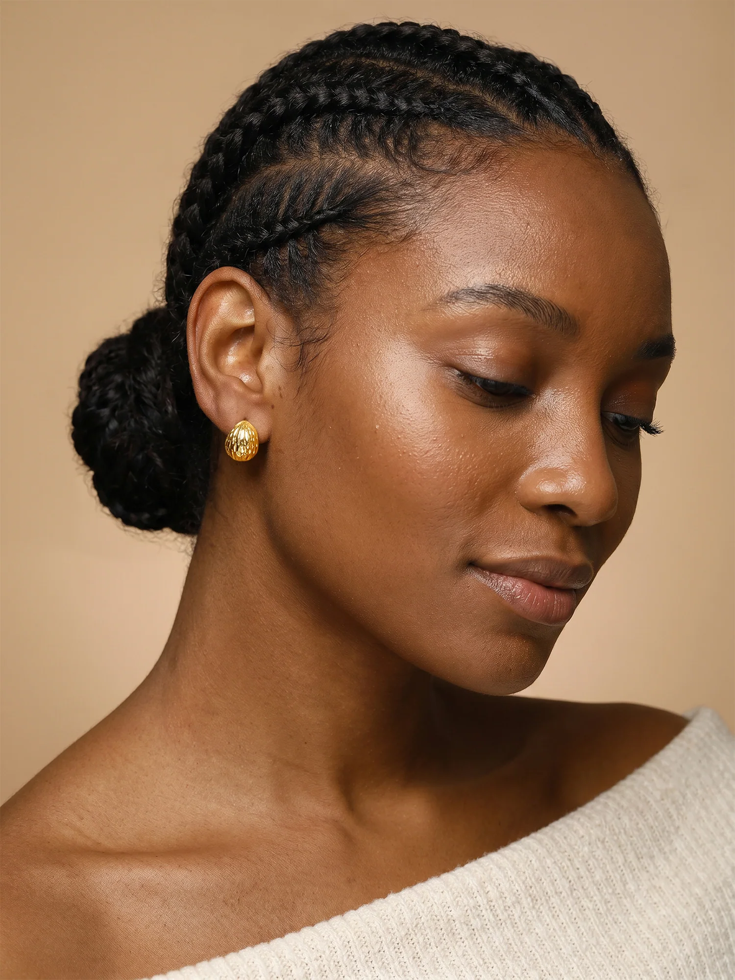 Shell Core Gold Plated J Stud Earrings - Image 3