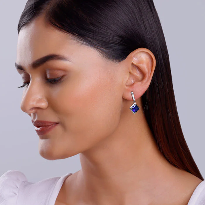 Silver Adorable Blue Earrings - Image 3