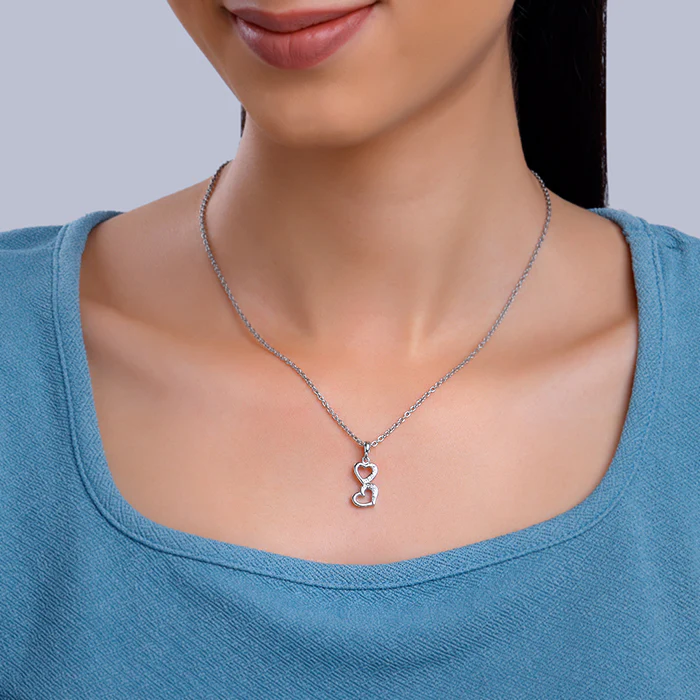 Silver All Hearts Pendant With Link Chain - Image 3