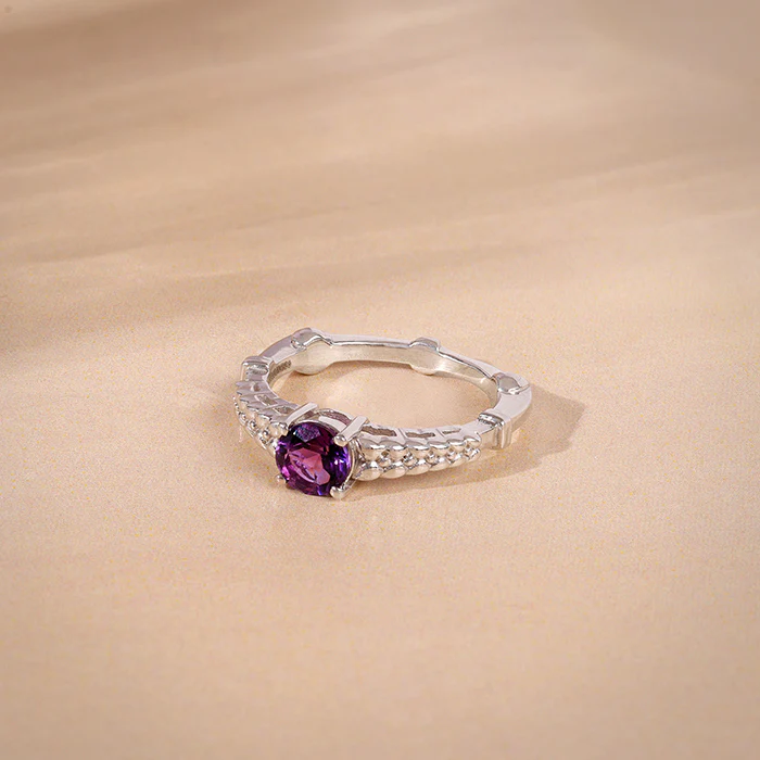 Silver Amethyst Crown Ring - Image 2