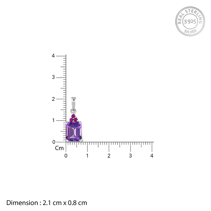 Silver Amethyst Pendant With Link Chain - Image 5