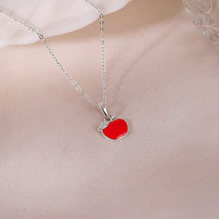 Silver Apple Kids Pendant With Link Chain - Image 2