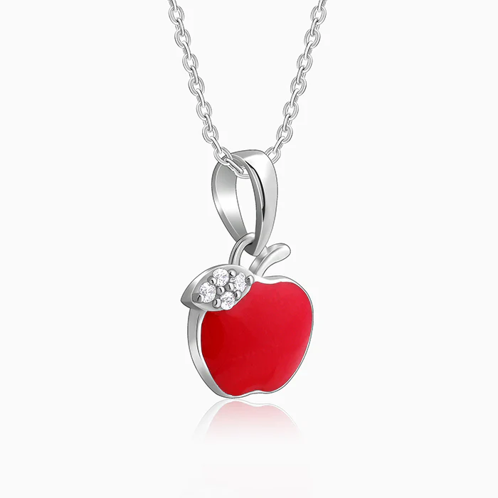 Silver Apple Kids Pendant With Link Chain - Image 4