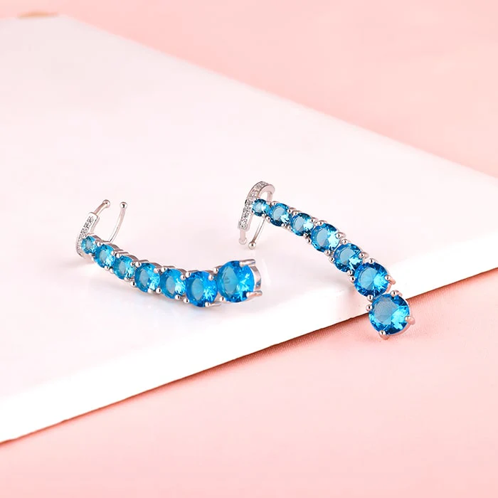 Silver Aqua Love Ear Cuffs - Image 2