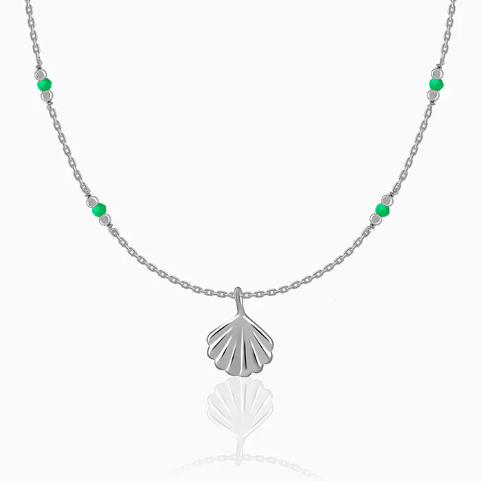 Silver Aqua Shell Necklace