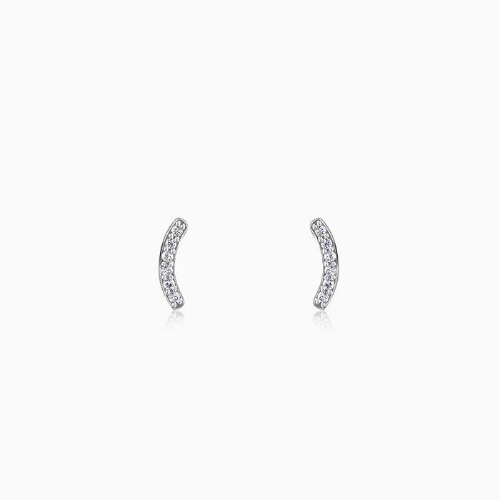 Silver Arc Stud Earrings