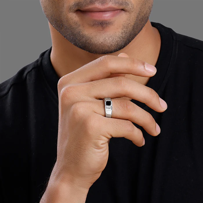 Silver Asphalt Ring For Him - Image 3