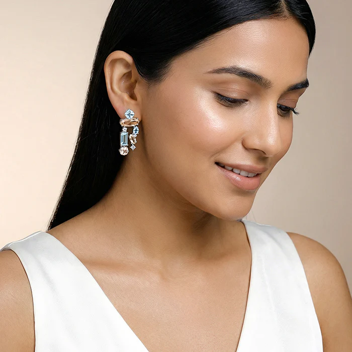Silver Azure Blush Drop Earrings - Image 3