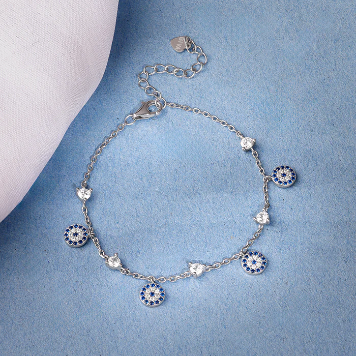 Silver Azure Evil Eye Bracelet - Image 2