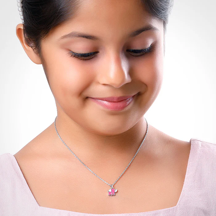 Silver Baby Elephant Kids Pendant with Link Chain - Image 3