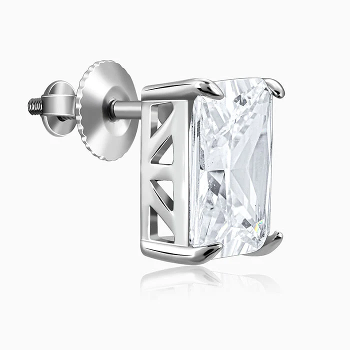 Silver Baguette Zircon Studs - Image 4