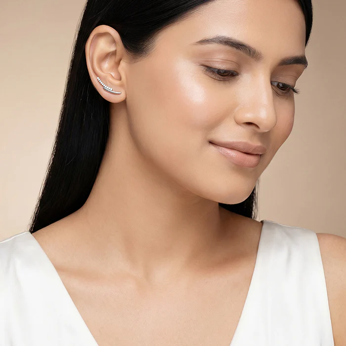 Silver Bar Climber Earrings - Image 3