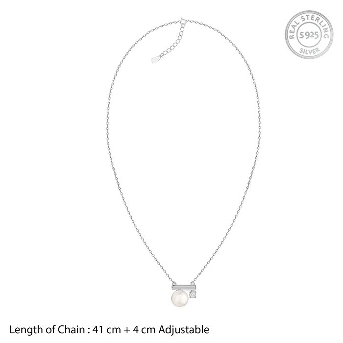 Silver Bar Pearl Necklace - Image 5