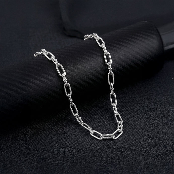 Silver Beaded Paperclip Chain for Him - Image 2