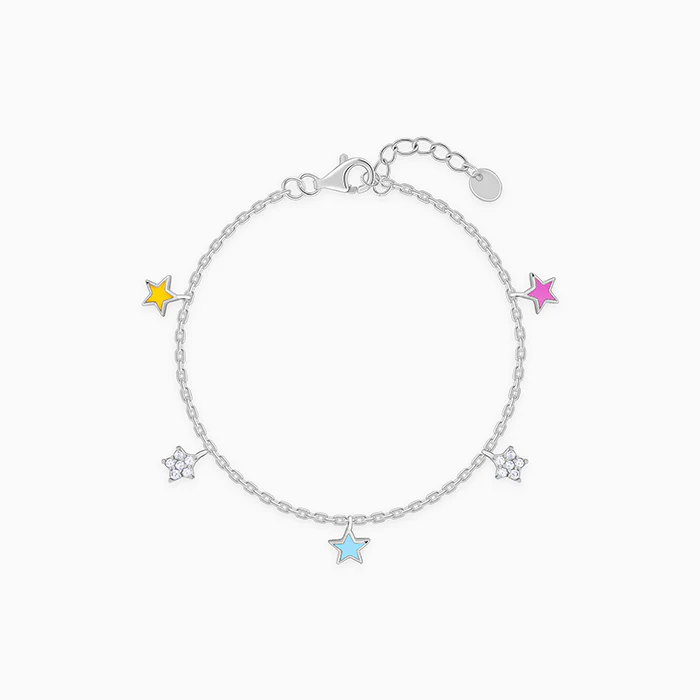 Silver Beautiful Stars Kids Bracelet (2- 8 years)