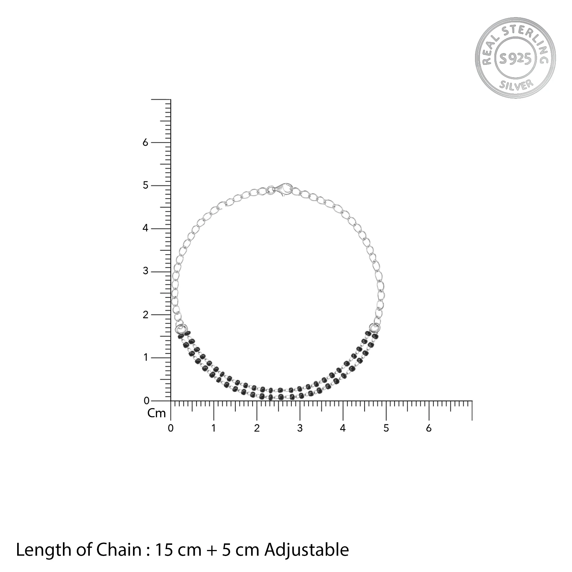 Silver Black Beads Bracelet - Image 4