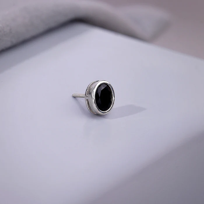 Silver Black Dot Stud For Him - Image 3