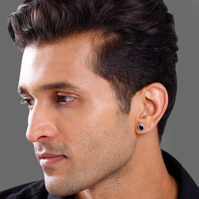 Silver Black Dot Stud For Him - Image 4