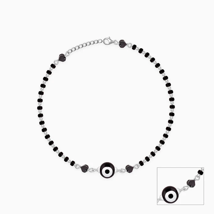 Silver Black Evil Eye Anklet - Image 4