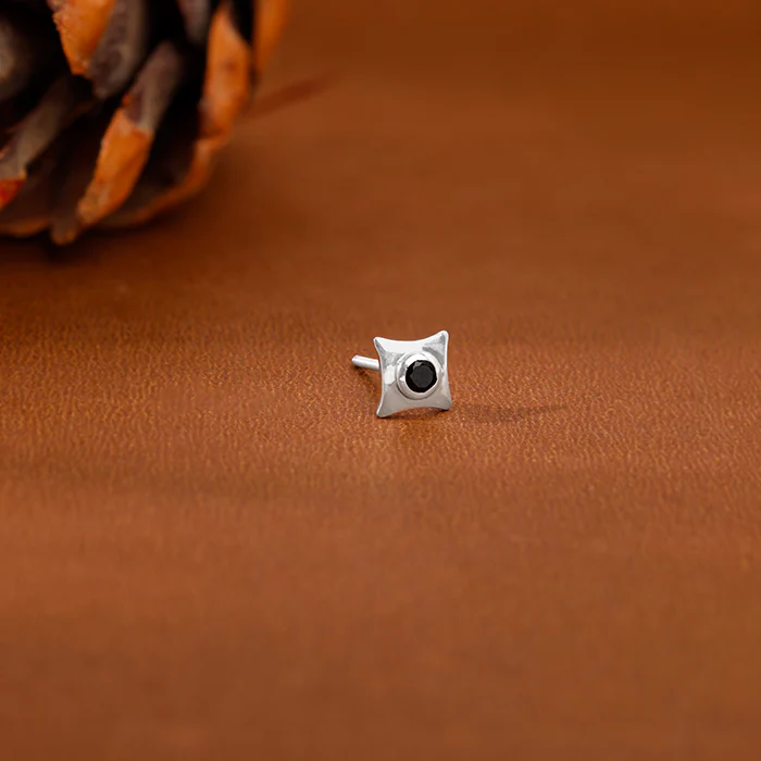 Silver Black Starburst Stud For Him - Image 3