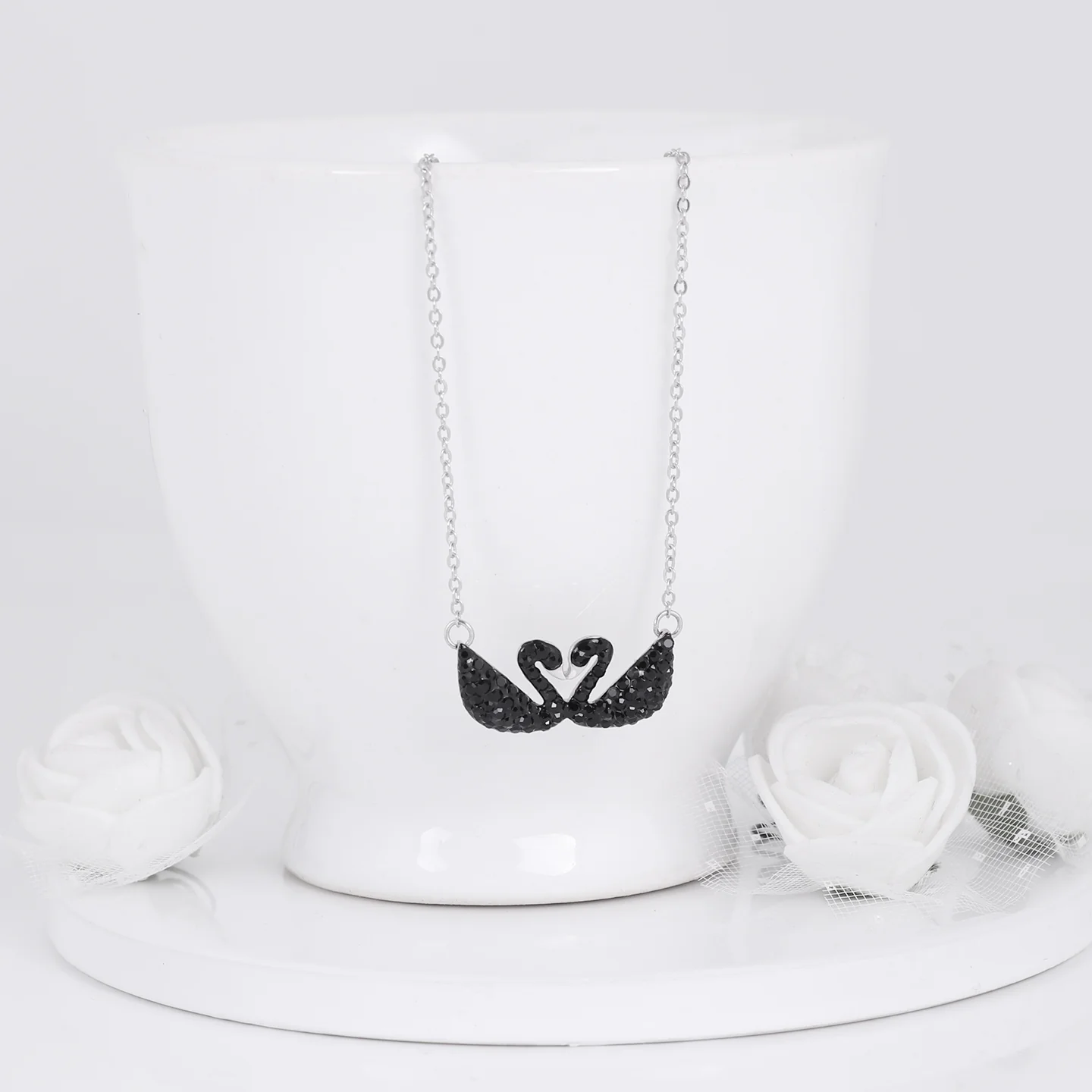 Silver Black Swan Necklace - Image 2