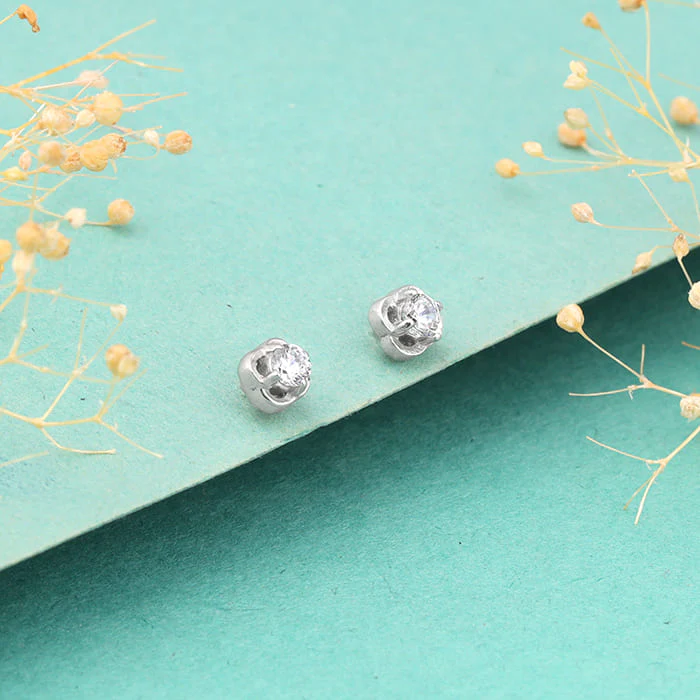 Silver Bloomfire Zirconia Earrings - Image 2