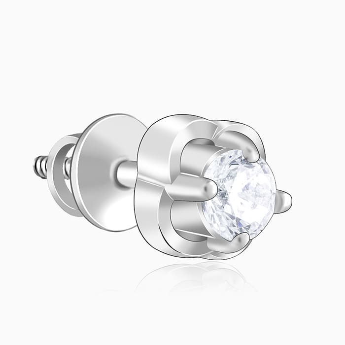 Silver Bloomfire Zirconia Earrings - Image 4