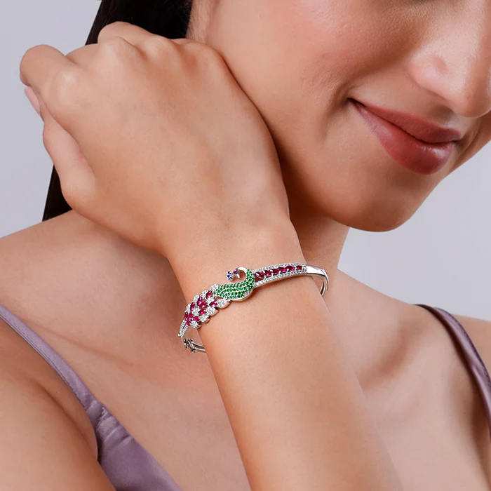 Silver Blooming Peacock Bracelet - Image 3