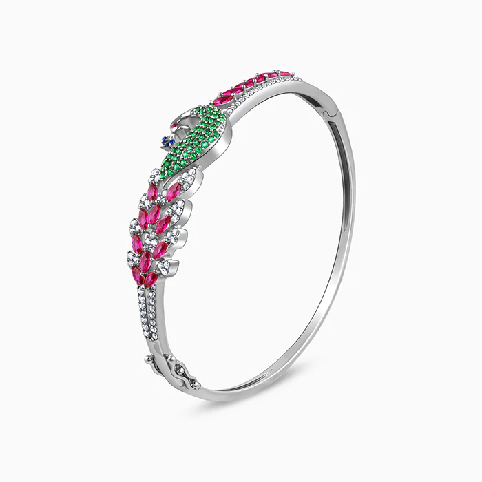 Silver Blooming Peacock Bracelet - Image 4