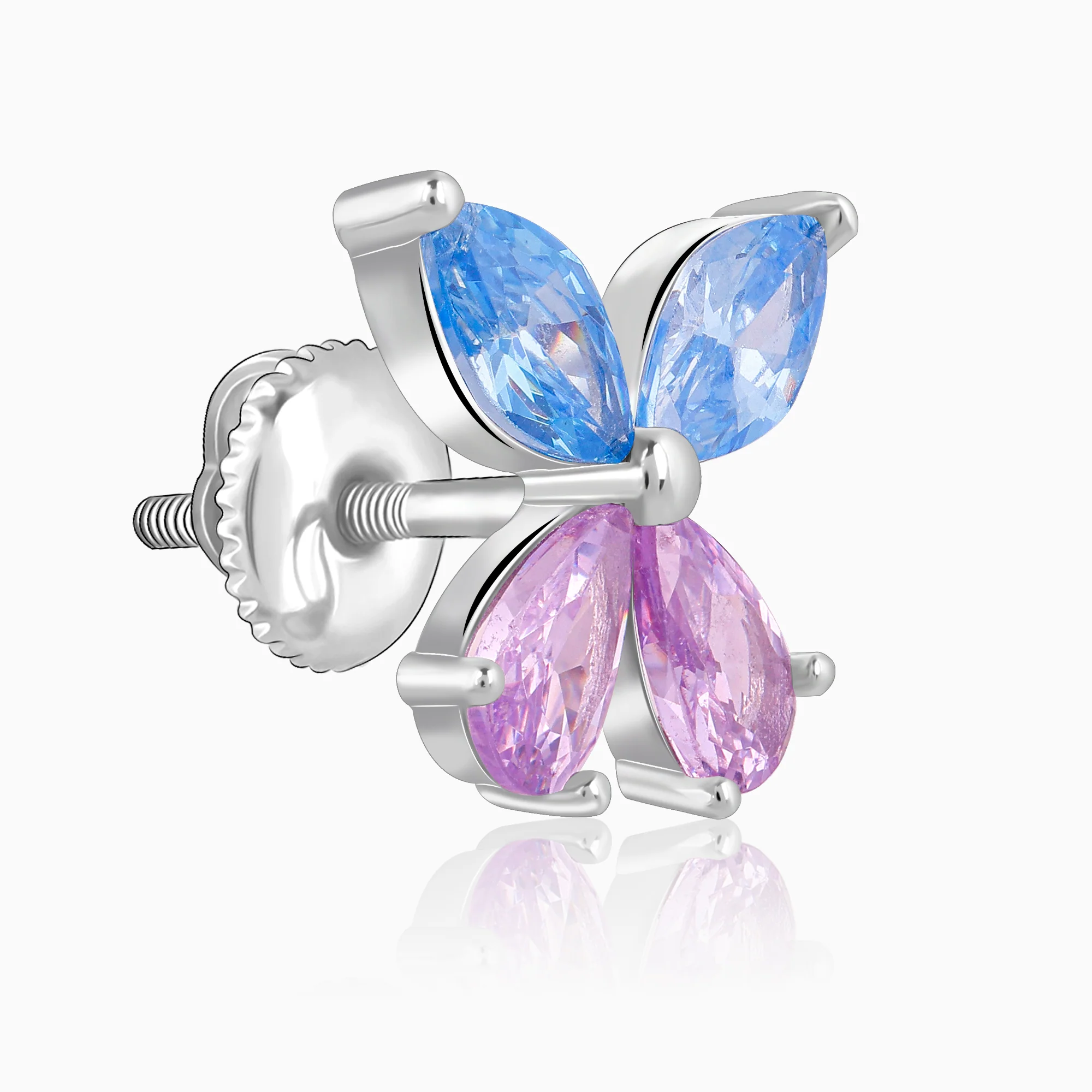 Silver Blue Butterfly Studs - Image 4