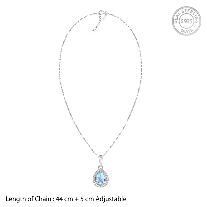Silver Blue Topaz Pendant With Link Chain - Image 6