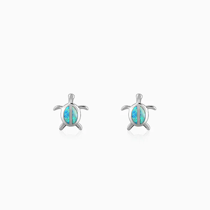 Silver Blue Turtle Studs