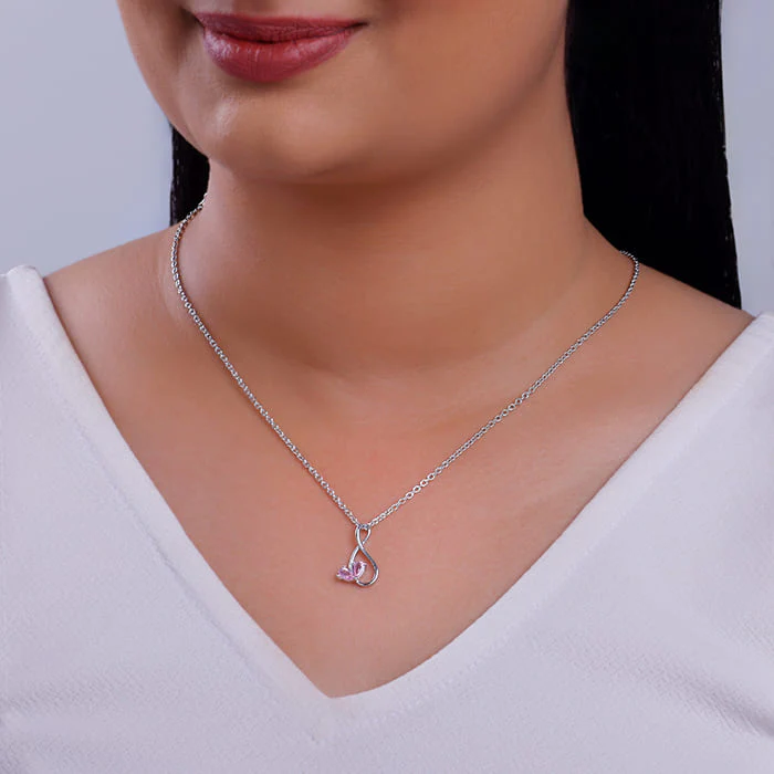 Silver Blush of Love Pendant With Link Chain - Image 3