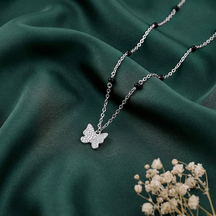Silver Butterfly Bloom Necklace - Image 2