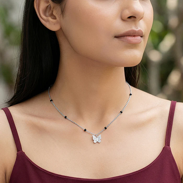 Silver Butterfly Bloom Necklace - Image 3