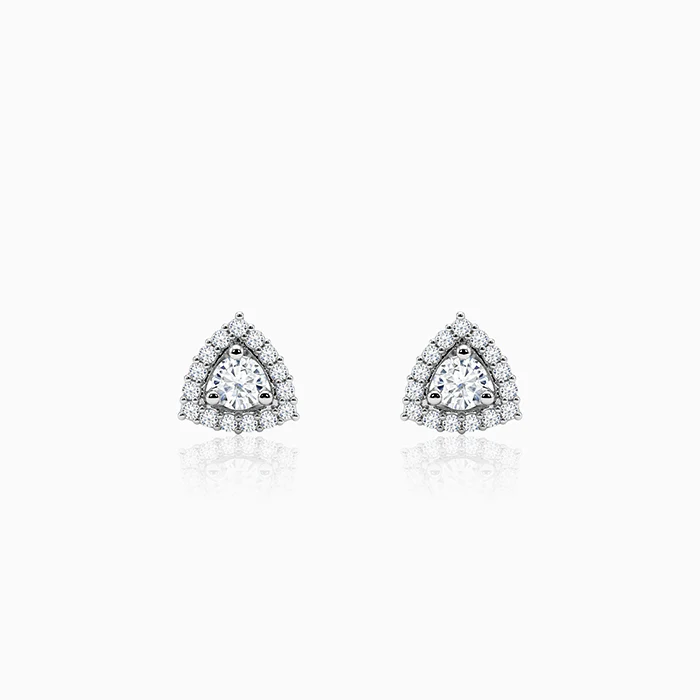 Silver Centre Point Stud Earrings